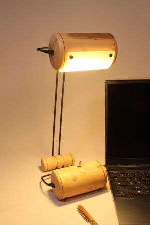 Lampe artisanale Erebia Luminaires Modèle Chrysalide en bois et acier