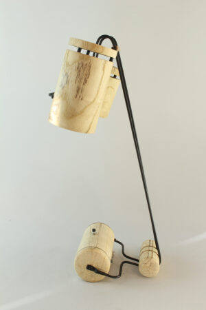 Lampe artisanale Erebia Luminaires Modèle Cocon en bois et acier