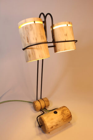 Lampe artisanale Erebia Luminaires Modèle Cocon en bois et acier